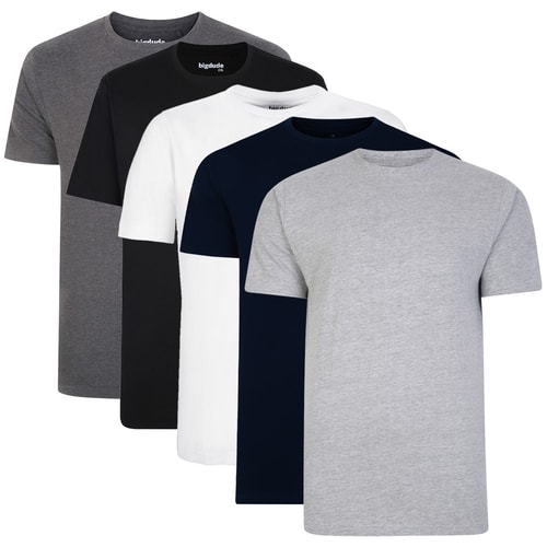 Bigdude 5 Pack Plain T-Shirts